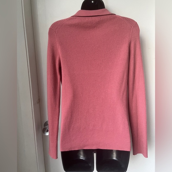 Saks Fifth Avenue Wool-Blend Rib-Knit Polo Sweater size Sz M - Picture 3 of 11